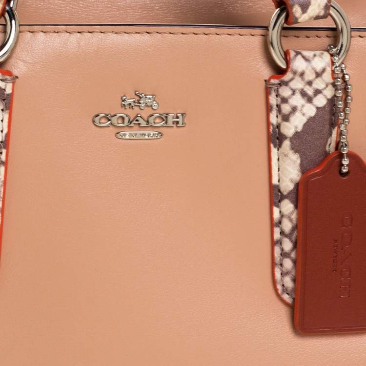 Pre Owned Coach Light Peach/Beige Leather Crosby 21 Tote