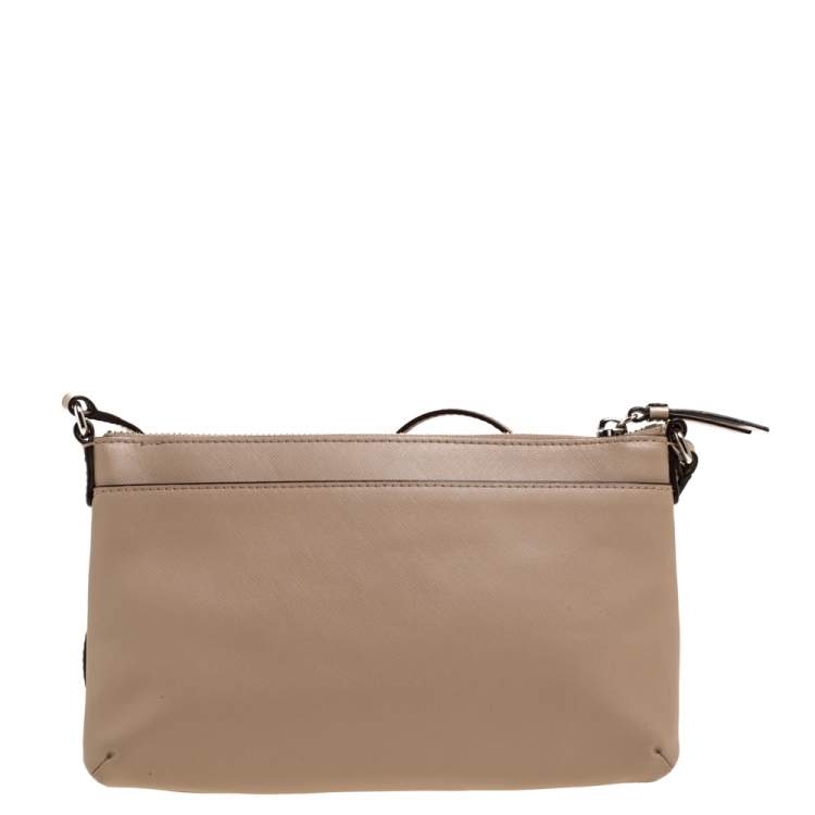 Pre Owned Coach Beige Leather Bow East West Crossbody Bag