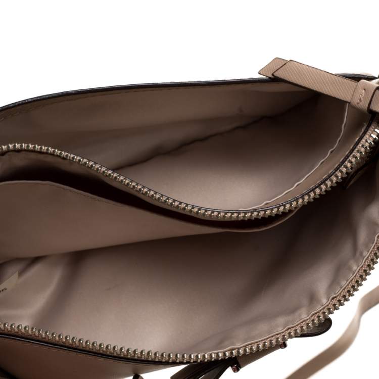 Pre Owned Coach Beige Leather Bow East West Crossbody Bag