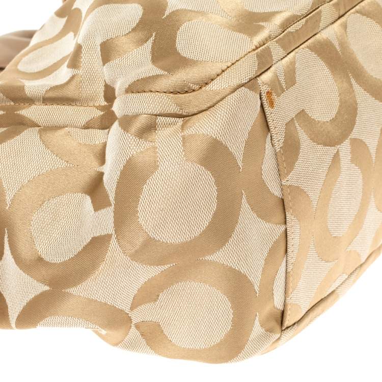 Pre Owned Coach Beige Canvas and Leather Op Art Parker Hobo
