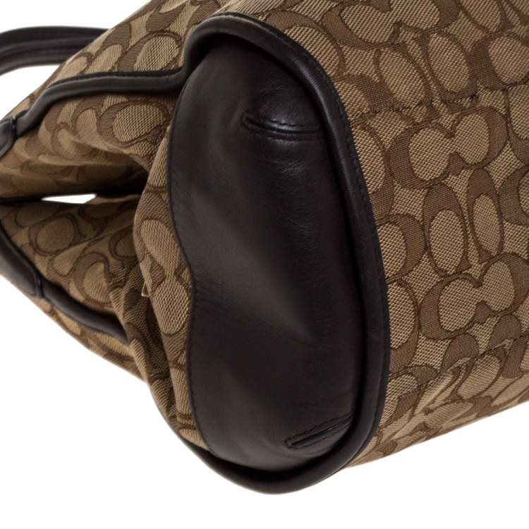 Pre Owned Coach Beige/Brown Canvas and Leather Edie Shoulder Bag