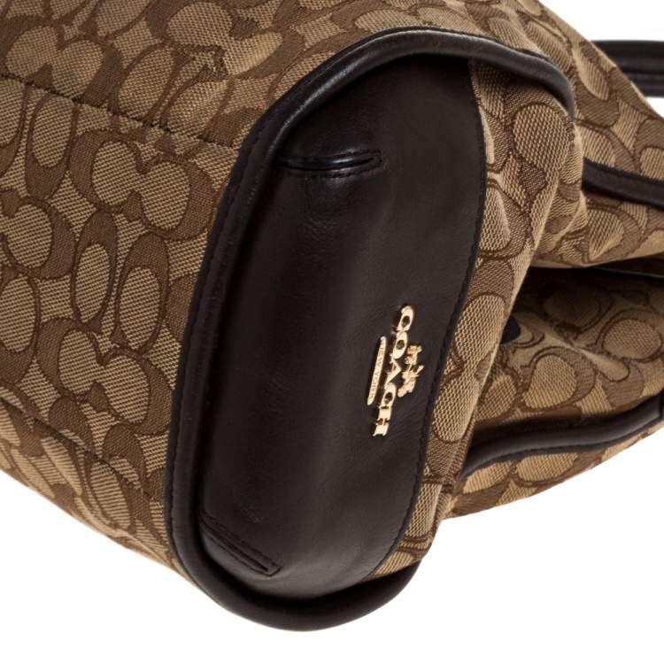 Pre Owned Coach Beige/Brown Canvas and Leather Edie Shoulder Bag