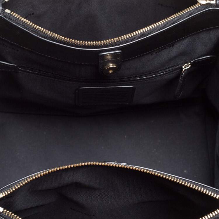 Pre Owned Coach Black Leather Double Zip Tote