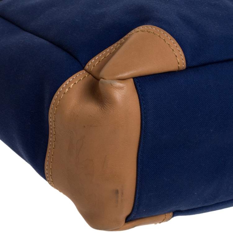 Pre Owned Coach Blue/Brown Canvas and Leather Baby Diaper Shoulder Bag  