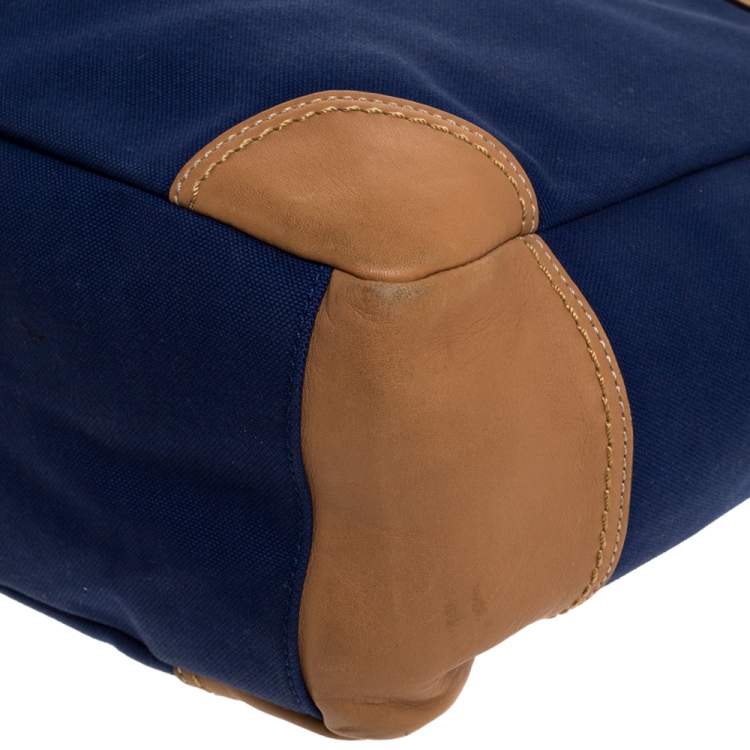 Pre Owned Coach Blue/Brown Canvas and Leather Baby Diaper Shoulder Bag  
