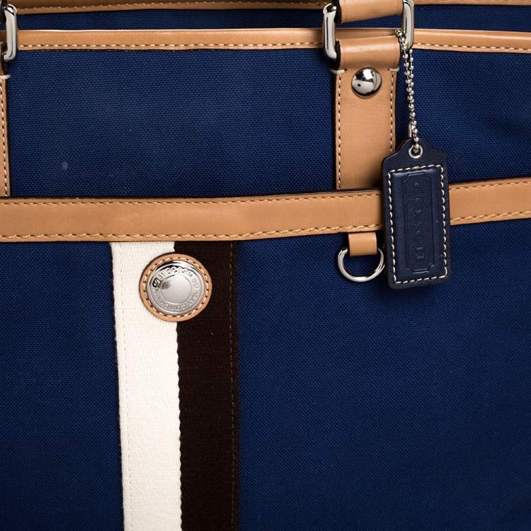 Pre Owned Coach Blue/Brown Canvas and Leather Baby Diaper Shoulder Bag  