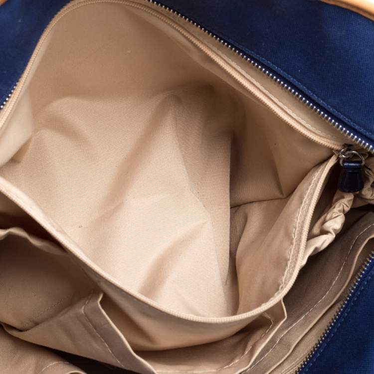 Pre Owned Coach Blue/Brown Canvas and Leather Baby Diaper Shoulder Bag  