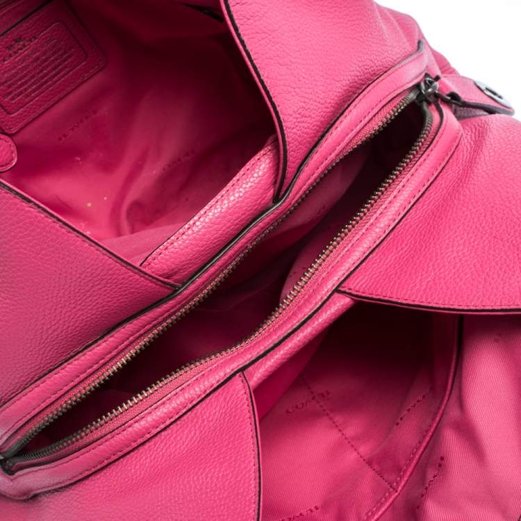 Pre Owned Coach Fuchsia Leather Edie Studded Shoulder Bag