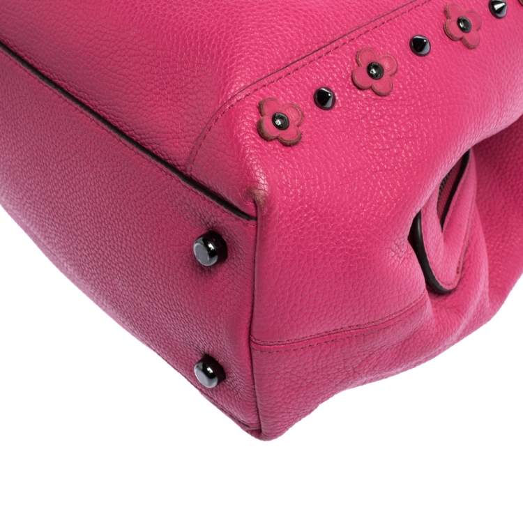 Pre Owned Coach Fuchsia Leather Edie Studded Shoulder Bag