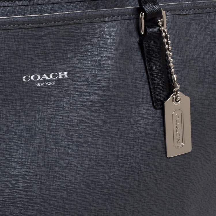 Pre Owned Coach Grey/Black Leather Shopper Tote