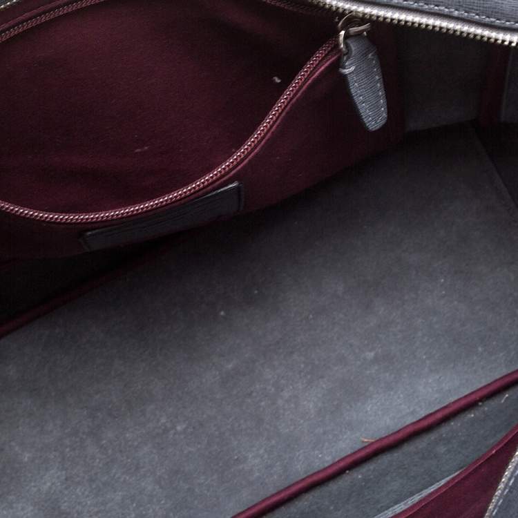 Pre Owned Coach Grey/Black Leather Shopper Tote