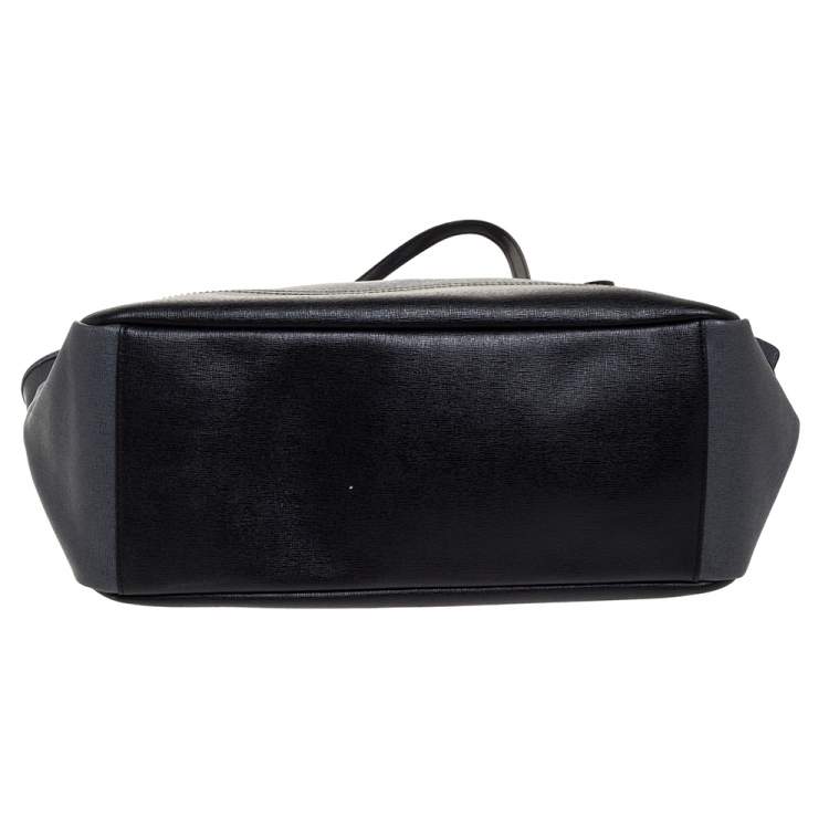 Pre Owned Coach Grey/Black Leather Shopper Tote