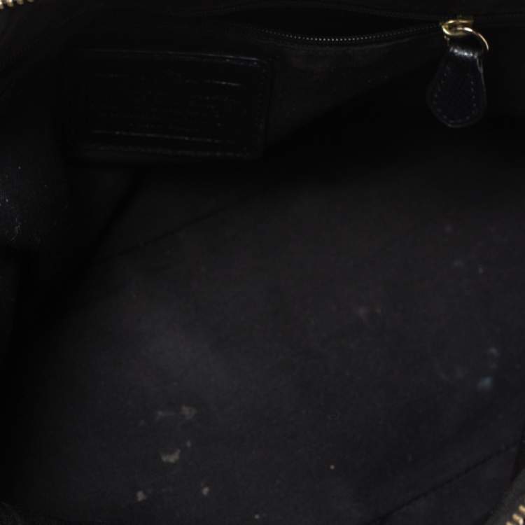 Pre Owned Coach Brown/Black Signature Coated Canvas and Leather Cora Domed Satchel