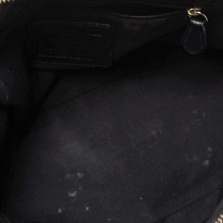Pre Owned Coach Brown/Black Signature Coated Canvas and Leather Cora Domed Satchel
