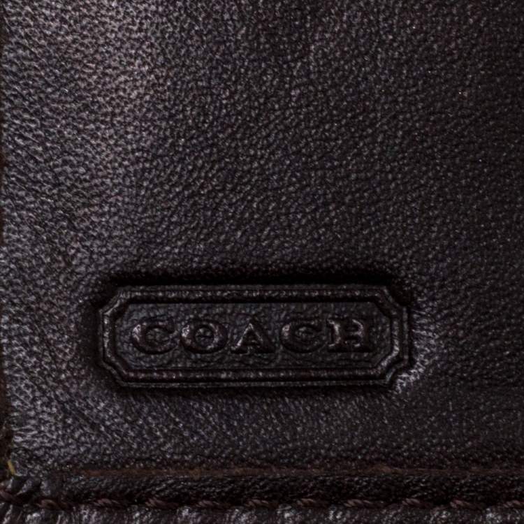 Pre Owned Coach Brown Signature Buckle Flap Compact Wallet