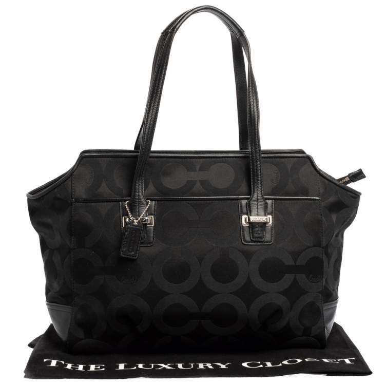 Pre Owned Coach Black Op Art Canvas and Leather Alexis Carryall Shoulder Bag