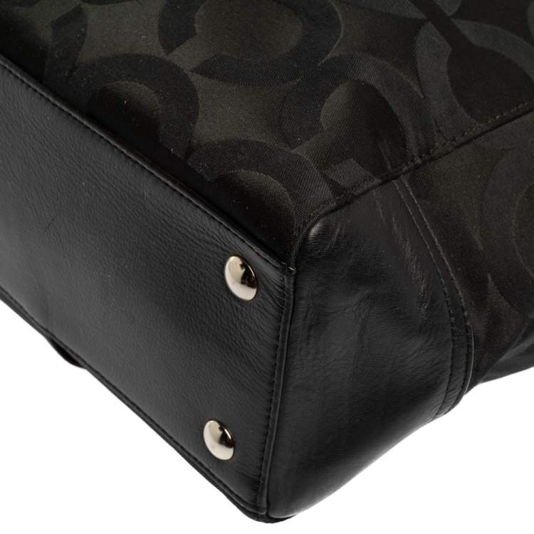 Pre Owned Coach Black Op Art Canvas and Leather Alexis Carryall Shoulder Bag