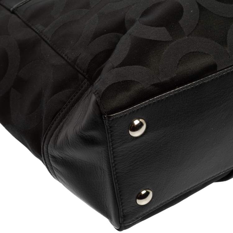 Pre Owned Coach Black Op Art Canvas and Leather Alexis Carryall Shoulder Bag
