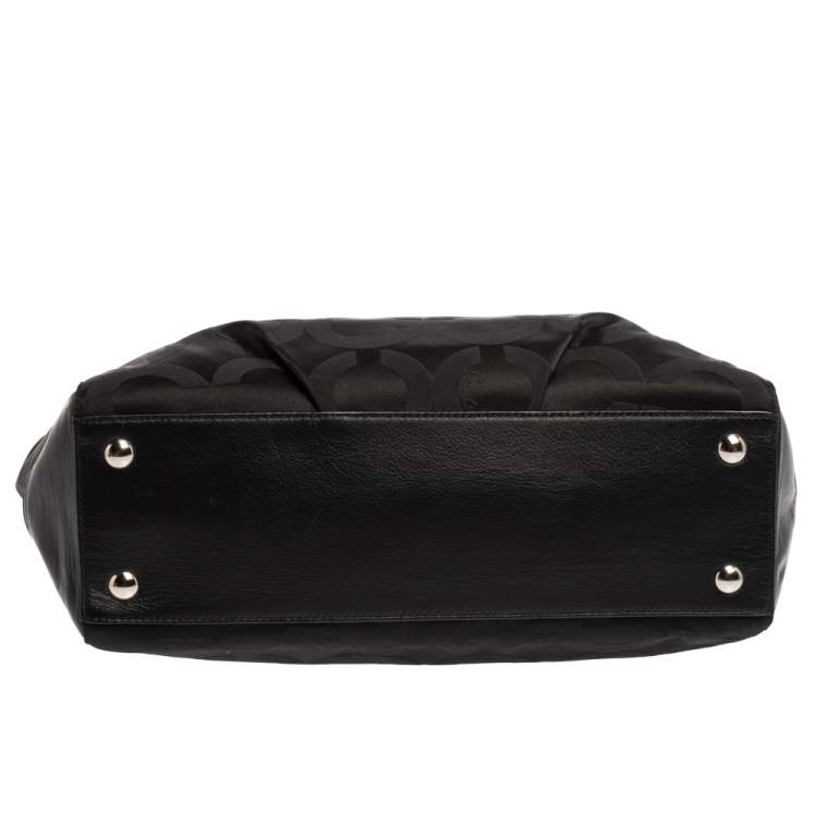 Pre Owned Coach Black Op Art Canvas and Leather Alexis Carryall Shoulder Bag