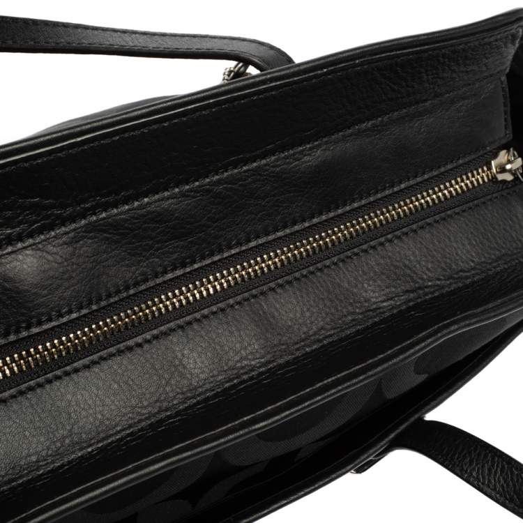 Pre Owned Coach Black Op Art Canvas and Leather Alexis Carryall Shoulder Bag
