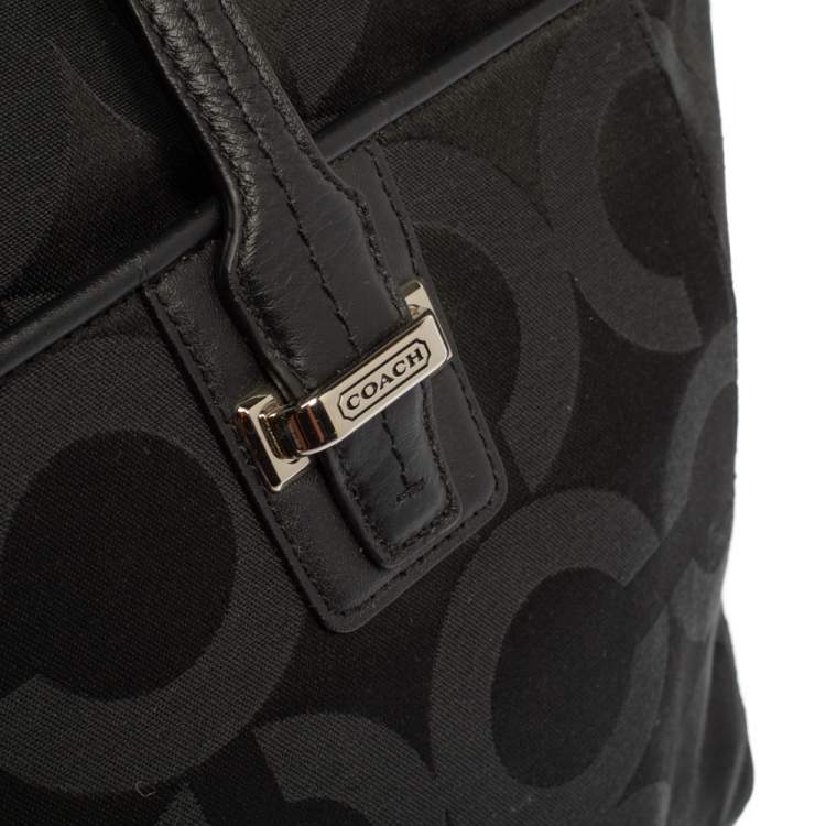Pre Owned Coach Black Op Art Canvas and Leather Alexis Carryall Shoulder Bag