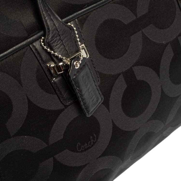 Pre Owned Coach Black Op Art Canvas and Leather Alexis Carryall Shoulder Bag
