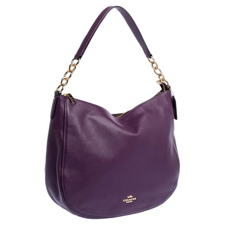 Pre Owned Coach Purple Leather Nomad Hobo