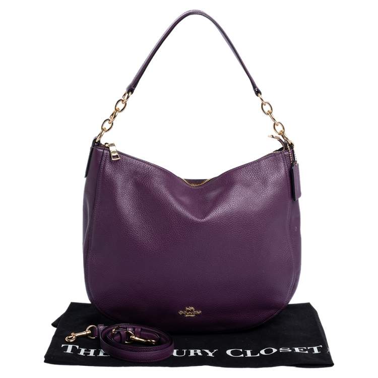 Pre Owned Coach Purple Leather Nomad Hobo