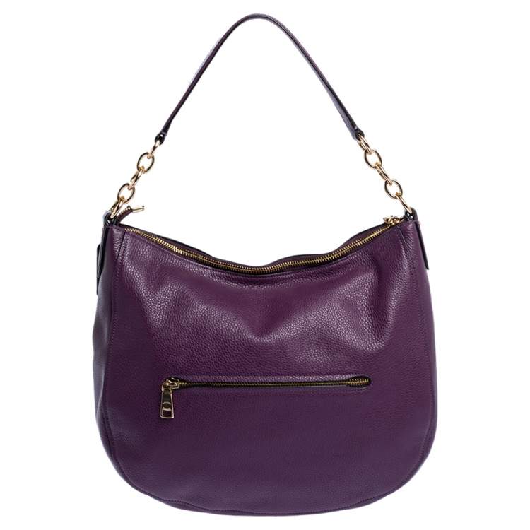 Pre Owned Coach Purple Leather Nomad Hobo