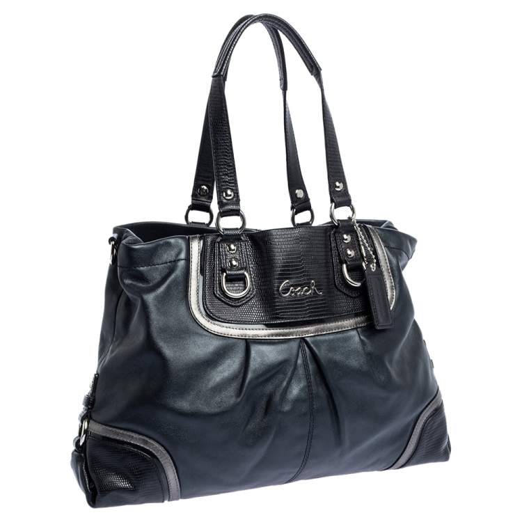 Pre Owned Coach Black Leather Ashley Satchel