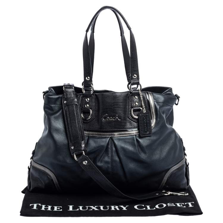 Pre Owned Coach Black Leather Ashley Satchel