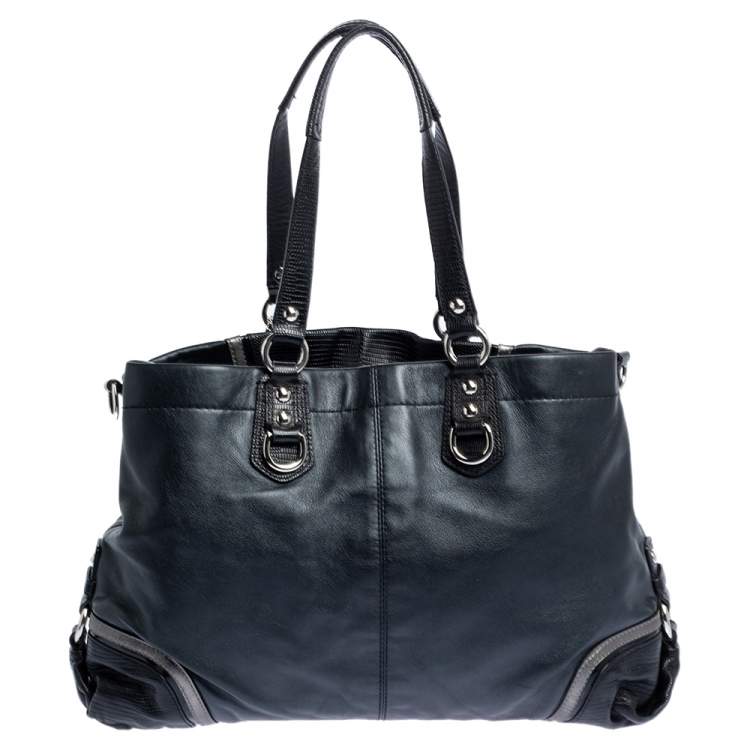 Pre Owned Coach Black Leather Ashley Satchel