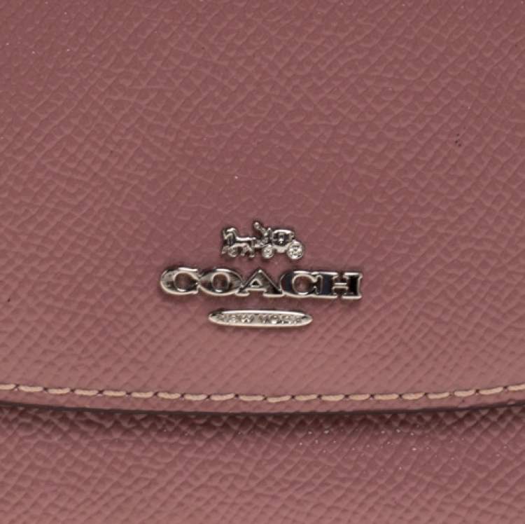 Pre Owned Coach Old Rose Patent Leather Trifold Wallet