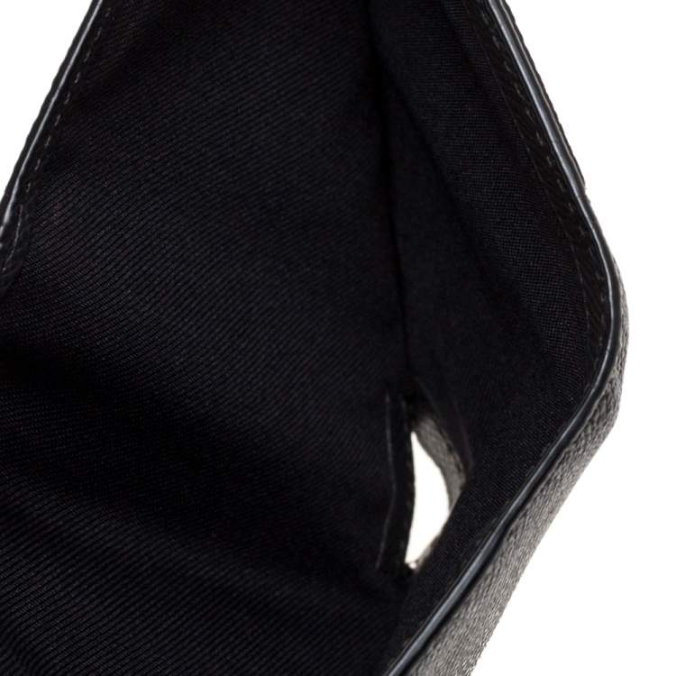 Pre Owned Coach Black Leather Colorblock Trifold Wallet 