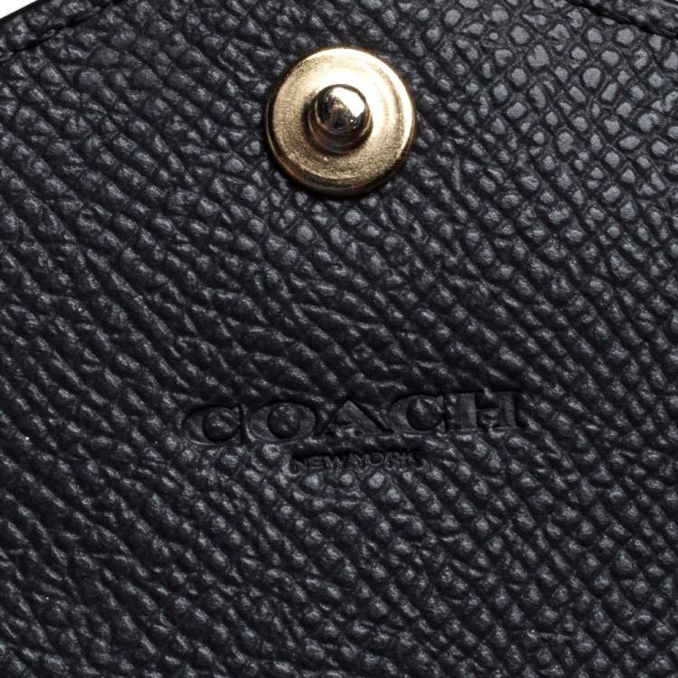 Pre Owned Coach Black Leather Colorblock Trifold Wallet 
