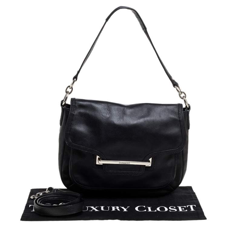 Pre Owned Coach Black Leather Taylor Flap Crossbody Bag