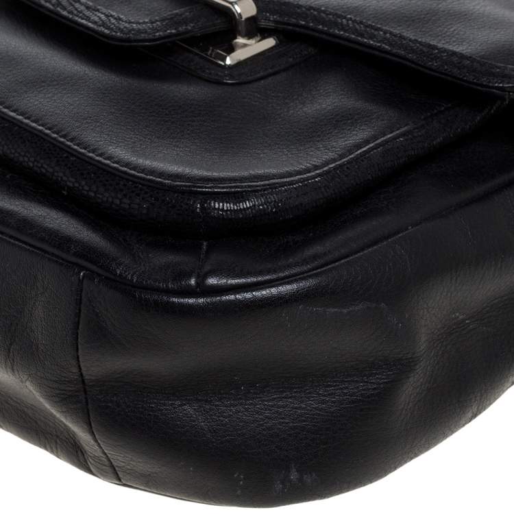 Pre Owned Coach Black Leather Taylor Flap Crossbody Bag