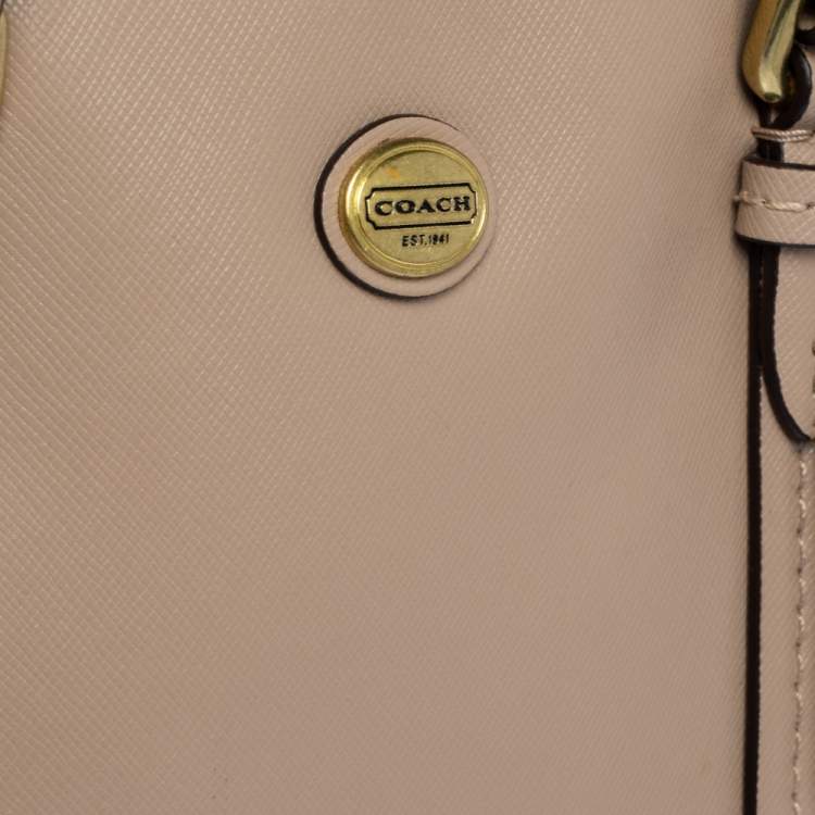 Pre Owned Coach Beige Leather Cora Dome Satchel