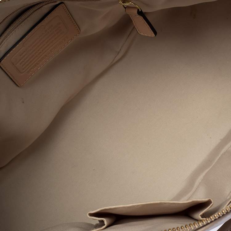 Pre Owned Coach Beige Leather Cora Dome Satchel