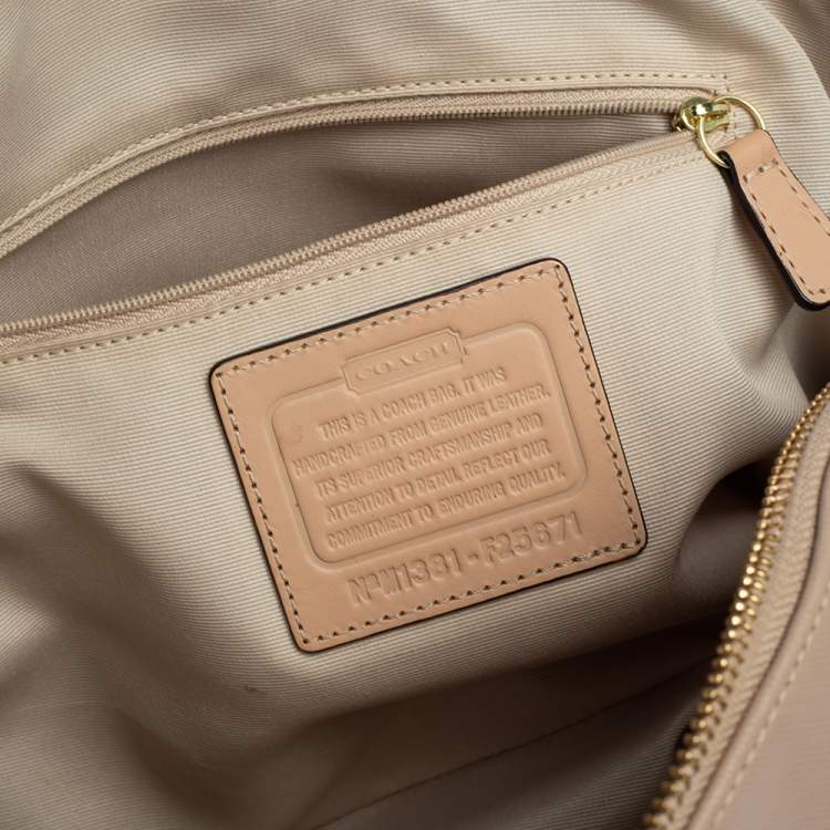 Pre Owned Coach Beige Leather Cora Dome Satchel