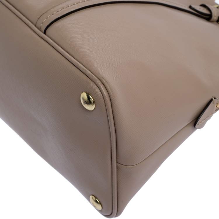 Pre Owned Coach Beige Leather Cora Dome Satchel