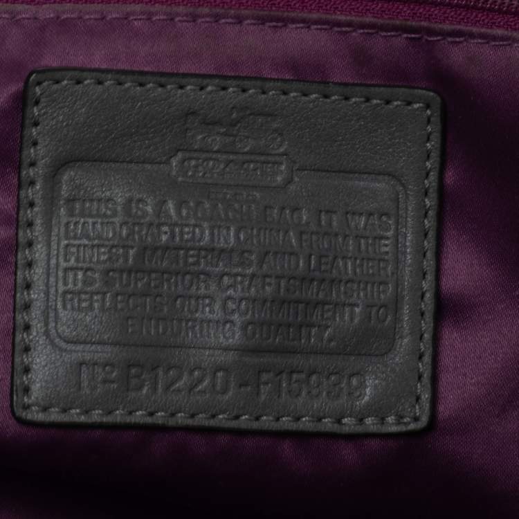 Pre Owned Coach Metallic Grey Op Art Nylon and Leather Satchel