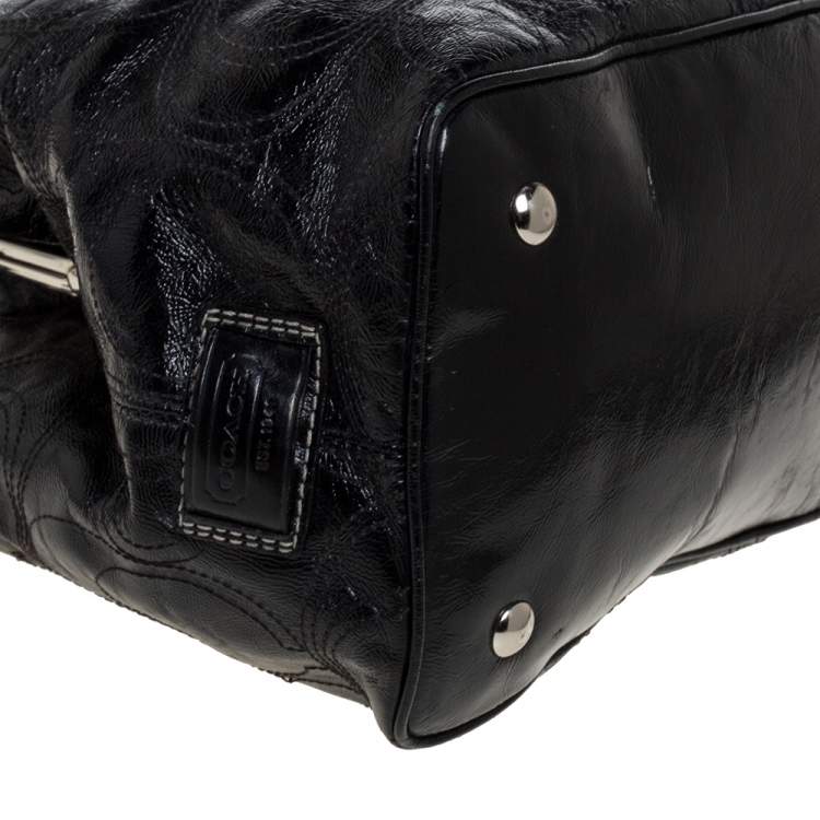 Pre Owned Coach Black Patent Leather Kisslock Satchel