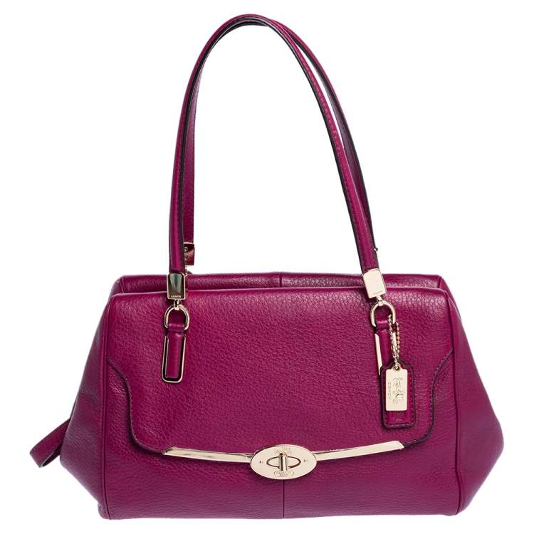 Pre Owned Coach Dark Pink Leather Madeline Satchel