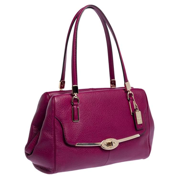 Pre Owned Coach Dark Pink Leather Madeline Satchel