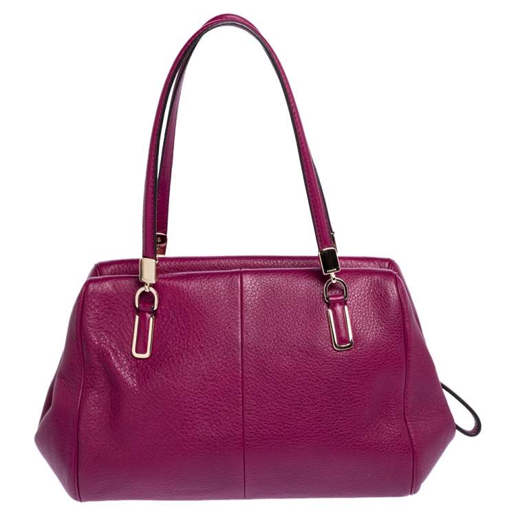 Pre Owned Coach Dark Pink Leather Madeline Satchel