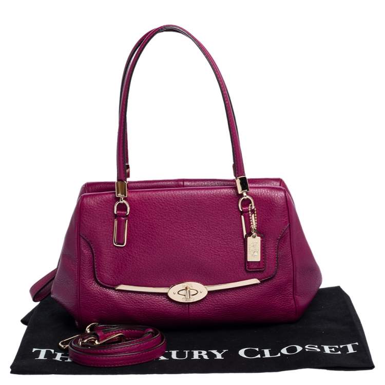 Pre Owned Coach Dark Pink Leather Madeline Satchel