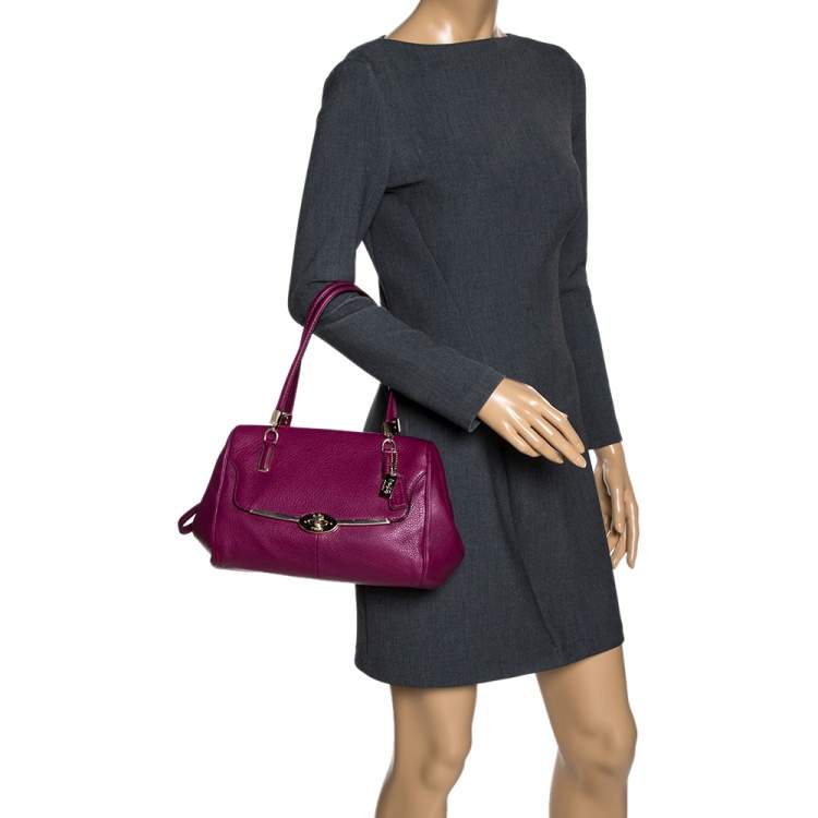 Pre Owned Coach Dark Pink Leather Madeline Satchel