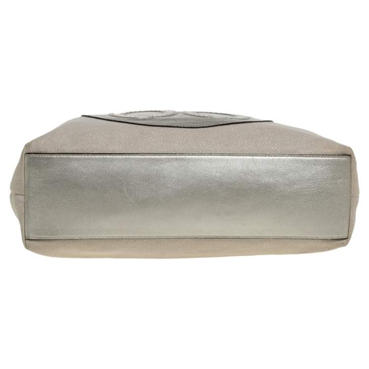 Pre Owned Coach Metallic Gold Canvas and Leather Tote