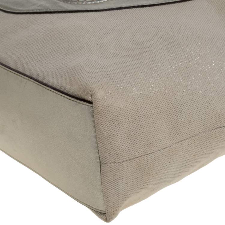 Pre Owned Coach Metallic Gold Canvas and Leather Tote